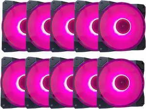 APEVIA CO1012L-PK Cosmos 120mm Pink LED Ultra Silent Case Fan w/ 16 LEDs & Anti-Vibration Rubber Pads (10 Pk)