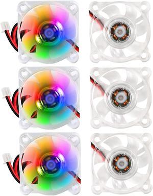 6pcs 4010 12V Color LED Mini Brushless Cooling Fan Transparent 40 * 40 * 10MM 0.05A for 3D Printer, PC, Case, CPU