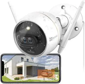 EZVIZ Outdoor Security Camera Dual Lens 1080P, Excellent Color Night Vision, Active Light & Siren Alarm with PIR Motion Detection, Weather Proof, Two-way Talk, the First Dual Lens Security Camera(C3X)