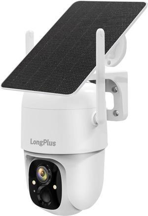LongPlus Wireless Solar Security Outdoor Camera,360° PTZ Solar Powered Outdoor Camera for Home Security,Wireless Surveillance Cameras with AI Motion Detection,Color Night Vision,2 Way Talk,2.4Ghz Only