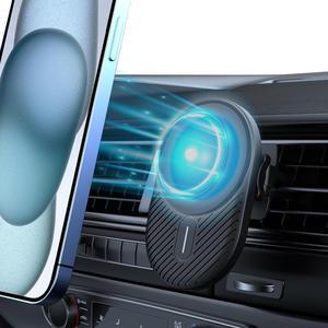 Magnetic Wireless Car Charger Vent Mount for Mag-Safe iPhone 15 14 13 12 11 Plus Pro Max Mini Magnet Car Charger 15W Mag Safe Phone Holder Stand Wireless Charging Air Vent Mount Charger