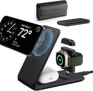 ESR 3 in 1 Charger for Magsafe, Travel Charger Stand for Magsafe, Made for Apple Watch Certified, Foldable Charging Station Compatible with Magsafe and iPhone 15/14/13/12, AirPods Pro, Black