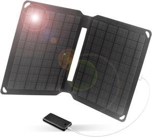 10W Portable Solar Panel 5V 2A(Max) Foldable Solar Charger,IP67 Waterproof Monocrystalline Silicon Cells with USB Port Compatible with Cell Phones,Mini Fans for Outdoor Camping,Backpacking,Hiking