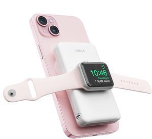 iWALK MAG-X Magnetic Wireless Power Bank with iWatch Charger,10000mAh PD Fast Charging Portable Charger Compact Battery Pack Compatible with iPhone 15/14/13/12 Series,Apple Watch Ultra/8/7/6/5/4