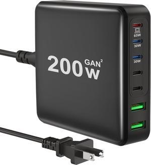 USB C Charger 200W 7 Ports Fast GaN USB C Charging Station 65W USB C Laptop Charger Compatible with MacBook Pro/Air iPad iPhone 14/14 Plus/14 Pro/14 Pro Max/13/12 Series  Galaxy Note