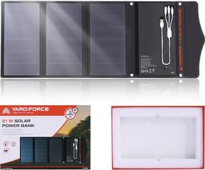 [2023 Red Dot Winner] YARD FORCE 21W & 13000MAH Solar Charger with Battery, Portale Solar Power Bank Built-in 3 in 1 Charging Cable, Qc 3.0 18w Fast Charging, Compatible with Phone, Android. LX PB21
