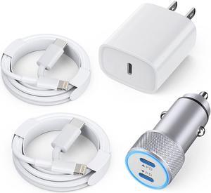 iPhone Car Charger, Dual USB C Fast Car Charger,40W Type C iPhone Charger Car Fast Charger iPhone+ 2pack 3.3ft Lightning Cable + 20W PD iPhone Charger Fast Charging for iPhone 14/13/12/11 Pro Max/iPad
