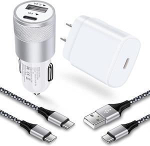 Super Fast Charger Type C for Samsung Galaxy S24/S23 Ultra/Z Flip5 4/A55/A35/A54/A15/A14 5G/A13/A53,iPhone 15,25W PD PPS USB C Wall Charger 38W Car Adapter+6FT USBC to C Cable+3FT USBA to Type C Cable