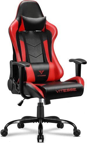 VITESSE Ergonomic Red Gaming Chair for Adults 330 lbs PC Computer Chair Racing Office Chair Silla Gamer Height Adjustable Swivel Chair with Lumbar Support and Headrest