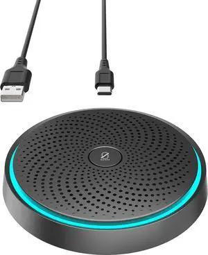 WISE TIGER USB Conference Microphone for Gaming, Skype, Zoom - 360 Omnidirectional Condenser PC Mic with One-Key Mute, Plug & Play Laptop Desktop Microphone