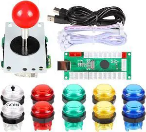 EG STARTS Arcade Buttons 1 Player DIY Kit Joystick 5V LED Arcade Button for Arcade Stick PC Games Mame Raspberry pi