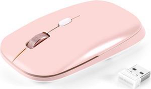 PINKCAT Wireless Flat Mouse, 2.4G Optical Mouse, Computer Mouse for Laptop, PC, Computer, Chromebook, Notebook, Especially Designed for Computer Bags (Pink)