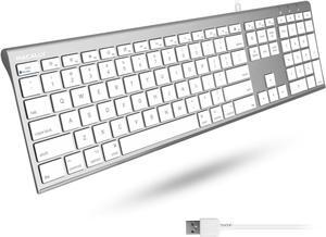 Macally Ultra Slim USB Wired Computer Keyboard - Compatible Apple Keyboard or Windows - Full Size Keyboard with 20 Mac Keyboard Keys - Low Profile Keyboard for iMac Desktop, Macbook Pro/Air