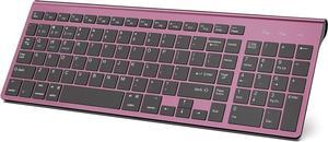 JOYACCESS Bluetooth Keyboard,J Multi-Device (2.4G+BT3.0+BT5.0) Wireless Bluetooth Keyboard Compatible with iMac/Mac,MacBook,Laptop,Android,Windows-Wine Red