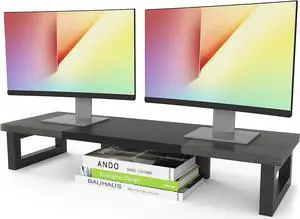 WESTREE Dual Monitor Stand Riser, Wood and Steel Monitor Stand Riser, Computer Monitor Stand for 2 Monitors, Multi-Purpose Desktop Storage Stand for Computer,Laptop,Printer,TV WESTREE Dual Monitor Stand Riser, Wood and Steel Monitor Stand Riser, Computer Monitor Stand for 2 Monitors, Multi-Purpose Desktop Storage Stand for Computer,Laptop,Printer,TV