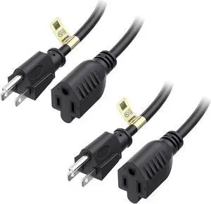 Cable Matters 2-Pack 16 AWG Heavy Duty Power Extension Cord 10 ft, UL Listed (Power Cord Extension / 3 Prong Extension Cords, NEMA 5-15P to NEMA 5-15R)