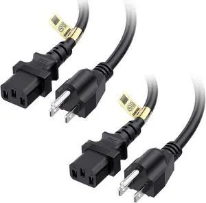 Cable Matters 2-Pack UL Listed 3 Prong TV Power Cord 10 ft, Computer Power Cord Replacement 16 AWG, PC Power Cable/Monitor Power Cord / 13 Amps AC Power Cord (NEMA 5-15P to IEC C13)