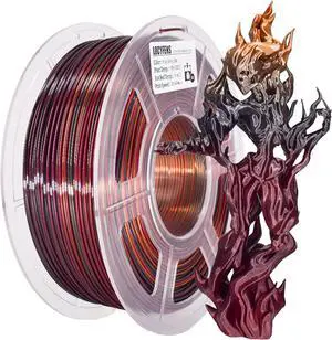 3D Printer Filament, PLA Filament Silk Gold Shiny Red Black PLA Filament 1.75mm +/- 0.02mm, 3D Printing Filament 1kg/2.2lbs