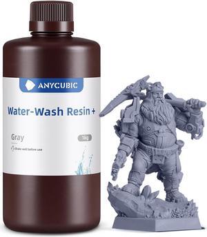 ANYCUBIC Upgraded Water Washable 3D Printer Resin, 405nm High Precision 3D Resin, Low Shrinkage Photopolymer Resin for 4K/8K/12K Capable LCD DLP Resin 3D Printer Printing (Grey, 1000g)