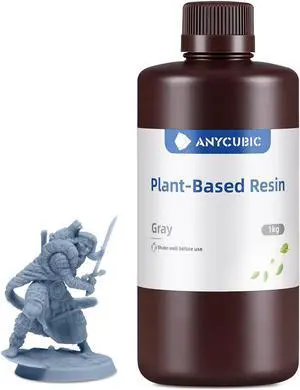 ANYCUBIC 3D Printer Resin with Low Odor and Safety, 405nm UV Plant-Based Rapid Resin with High Precision and Quick Curing for LCD 3D Printing (Grey, 1000g)