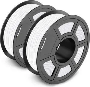 PLA 3D Printer Filament, SUNLU Neatly Wound PLA Filament 1.75mm Dimensional Accuracy +/- 0.02mm, Fit Most FDM 3D Printers, Good Vacuum Packaging Consumables, PLA 2KG, 1kg Spool, 2 Pack, White+White