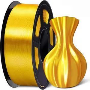 SUNLU Silk PLA Filament 1.75mm, Neatly Wound Shiny PLA 3D Printer Filament, Dimensional Accuracy +/- 0.02mm, Fit Most 3D Printers, Good Vacuum Packaging, 1kg Spool(2.2lbs), 330 Meters, Silky Gold