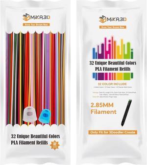 32-Color 3D Printing Pen 2.85mm PLA Filament Refills, 160pcs Total 48m - For 3Doodler Create