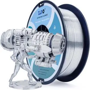 ZIRO PLA 3D Printer Filament, Silky Silver PLA Filament 1.75mm 1KG/2.2lbs Spool, Shiny Shine 3D Printing Material, Metal Metallic 3D Filament, Dimensional Accuracy +/- 0.03 mm