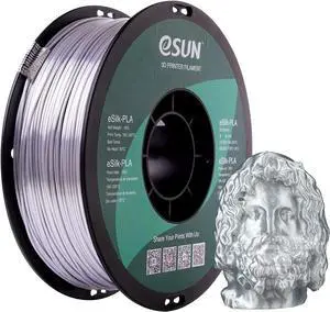 eSUN Silk PLA 3D Printer Filament, Dimensional Accuracy +/- 0.03 mm, 1 kg Spool, 1.75 mm, Silver