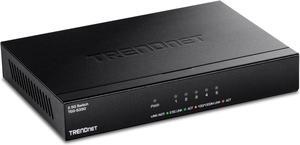 TRENDnet 5-Port Unmanaged 2.5G Gaming Switch, 5 x 2.5GBASE-T Ports, 25Gbps Switching Capacity, Backwards Compatible with 1000Mbps Devices, Fanless, Wall Mountable, Lifetime Protection, Black,TEG-S350