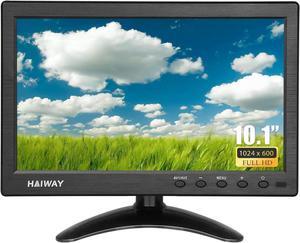10.1 inch Security Monitor, 1024x600 Resolution Small HDMI Monitor Small Portable Monitor with Remote Control with Built-in Dual Speakers HDMI VGA BNC Input for Gaming CCTV Raspberry Pi PC