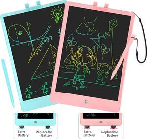 2 Pack LCD Writing Tablet for Kids 10 Inch Reusable Drawing Pad Colorful Toddler Writing Board Electronic Drawing Tablet Educational and Learning Toys Drawing Set for Kids Ages 3-10(B+P)