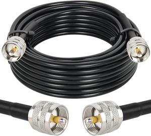 PL259 UHF Cable 25ft, CB Coax Cable RG58 CB Cable UHF Male to Male for CB Radio, Ham Radio, Amateur Radio, Antenna Analyzer, SWR Meter