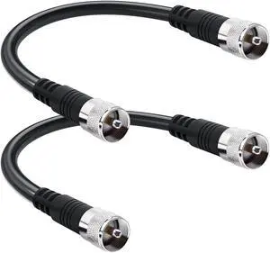 PL259 Jumper Cable, RG8x Jumper Cable 1ft, 2 Pack CB Antenna Coax Cable 12inch 50 ohm Low Loss for Ham Radio, Antenna Analyzer, Dummy Load and SWR Meter