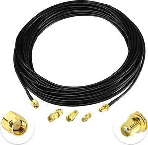 Superbat RF coaxial SMA Male to SMA Female Bulkhead RG174 33ft Cable + 3pcs RF Coax SMA Adapter Kit for SDR Equipment Antenna Ham Radio,3G 4G LTE Antenna,ADS-B,GPS and etc