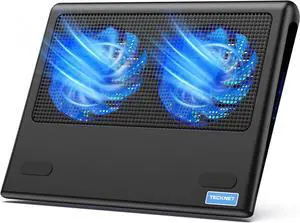TECKNET Laptop Cooling Pad, 12"-15.6" Laptop Cooler, Gaming Cooling Pad Stand, Wind Speed Adjustable, 2 USB Powered Fans Cooling Pad for Laptop Within 16 Inch (Blue)