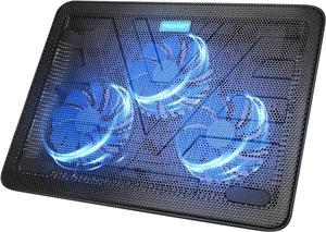 TECKNET Laptop Cooling Pad, Portable Slim Quiet USB Powered Laptop Notebook Cooler Cooling Pad Stand Chill Mat with 3 Blue LED Fans, Fits 12-17 Inches (Black)