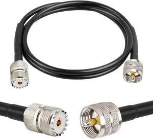 PL-259 UHF CB Coax Cable 6FT, RG58 PL-259 UHF Male to Female Low Loss Antenna Extension Jumper Cable CB Radio Cable for HAM Radio, Antenna Analyzer, Dummy Load, SWR Meter