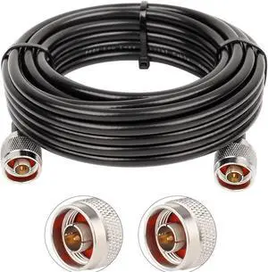 25ft KMR240 Coax Extension Cable N Male to N Male Connector (50 Ohm) Pure Copper Low Loss Coaxial Cables for 3G/4G/5G/LTE/GPS/WiFi/RF/Ham/Radio to Antenna or Phone Signal Booster Use (Not for TV)