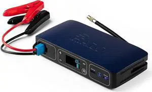 Halo Automotive Bolt Air 58830 mWh Portable Emergency Power Kit with Tire Pump, 4 Interchangeable Nozzles, Extra Accessory Kit, Car Jump Starter, and Charger - Blue Graphite