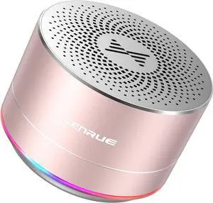 LENRUE A2 Portable Wireless Bluetooth Speaker with Lights and Lanyard,5W Mini Small Metal Speakers Bluetooth 5.0/Aux-in for iPhone Android Home Outdoor, Gifts for Women/Girls