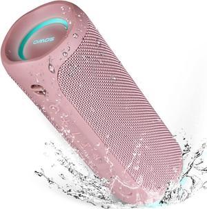 Outdoor Portable Bluetooth Speaker, Wireless IPX7 Waterproof Speaker, 25W Loud Sound, Bassboom Technology, TWS Pairing, 16H Playtime, Speaker with Lights - Pink