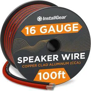 InstallGear 16 Gauge Wire AWG Speaker Wires True Spec and Soft Touch Cable Wire (100ft Red/Black) | Car Speaker Wire, Stereos, Home Theater Speakers, Surround Sound, Radio | 16 Gauge Speaker Wire