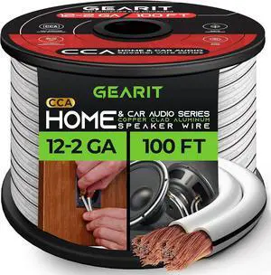 12AWG Speaker Wire, GearIT Pro Series 12 AWG Gauge Speaker Wire Cable (100 Feet / 30.48 Meters) Great Use for Home Theater Speakers and Car Speakers White