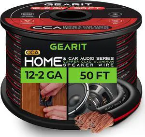 12AWG Speaker Wire, GearIT Pro Series 12 AWG Gauge Speaker Wire Cable (50 Feet / 15.24 Meters) Great Use for Home Theater Speakers and Car Speakers Black