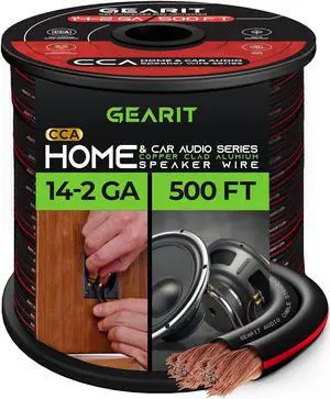 14AWG Speaker Wire, GearIT Pro Series 14 AWG Gauge Speaker Wire Cable (500 Feet / 152.4 Meters) Great Use for Home Theater Speakers and Car Speakers Black