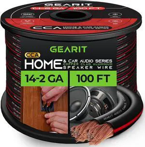 14AWG Speaker Wire, GearIT Pro Series 14 AWG Gauge Speaker Wire Cable (100 Feet / 30.48 Meters) Great Use for Home Theater Speakers and Car Speakers Black