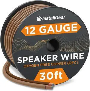 InstallGear 12 Gauge Speaker Wire (30ft) - Brown 12 AWG Speaker Wire Speaker Cable 99.9% - Oxygen-Free Copper - True Spec and Soft Touch Cable - OFC Speaker Wire 12 Gauge for Outdoor Speaker Wire