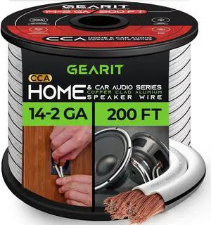 14AWG Speaker Wire, GearIT Pro Series 14 AWG Gauge Speaker Wire Cable (200 Feet / 60.9 Meters) Great Use for Home Theater Speakers and Car Speakers White