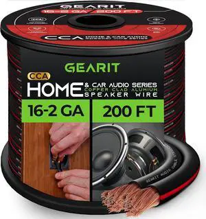 16AWG Speaker Wire, GearIT Pro Series 16 Gauge Speaker Wire Cable (200 Feet / 60.96 Meters) Great Use for Home Theater Speakers and Car Speakers, Black